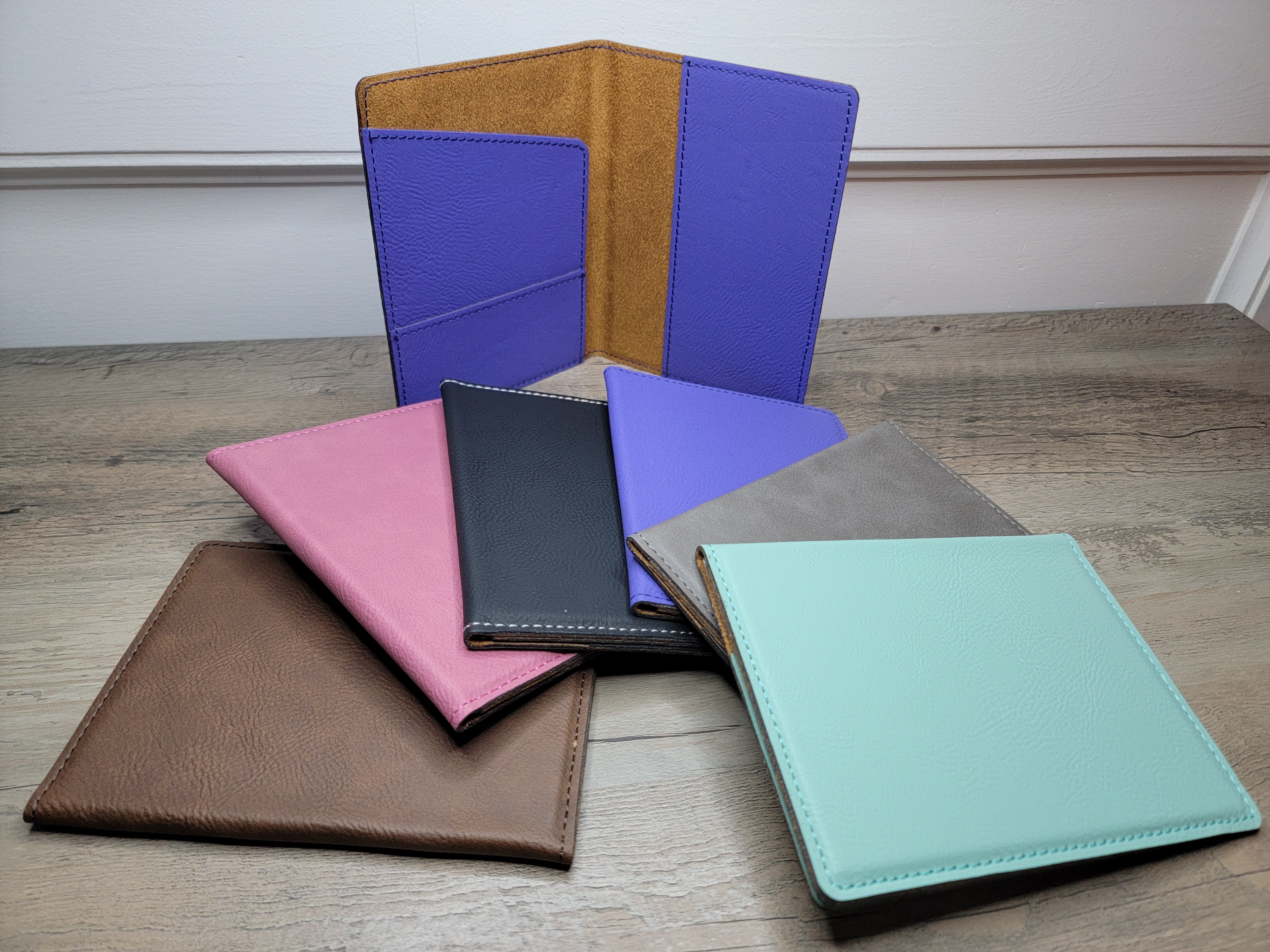 Personalized Passport Holder – Leatherette Travel Wallet in teal shirt color