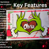 Personalized Grinch Ornament – Custom Whoville Christmas Ornament personalized name detail