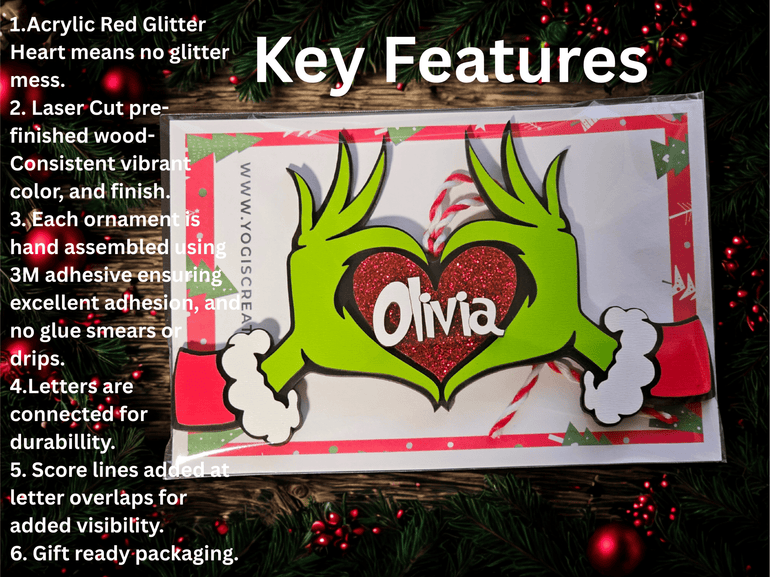 Personalized Christmas ornament gift with whimsical holiday design