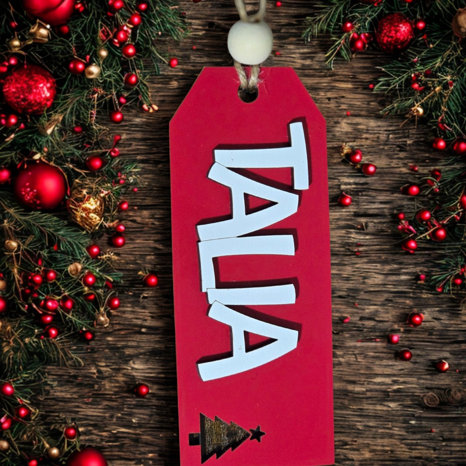 Personalized Christmas Stocking Tag Name Ornament