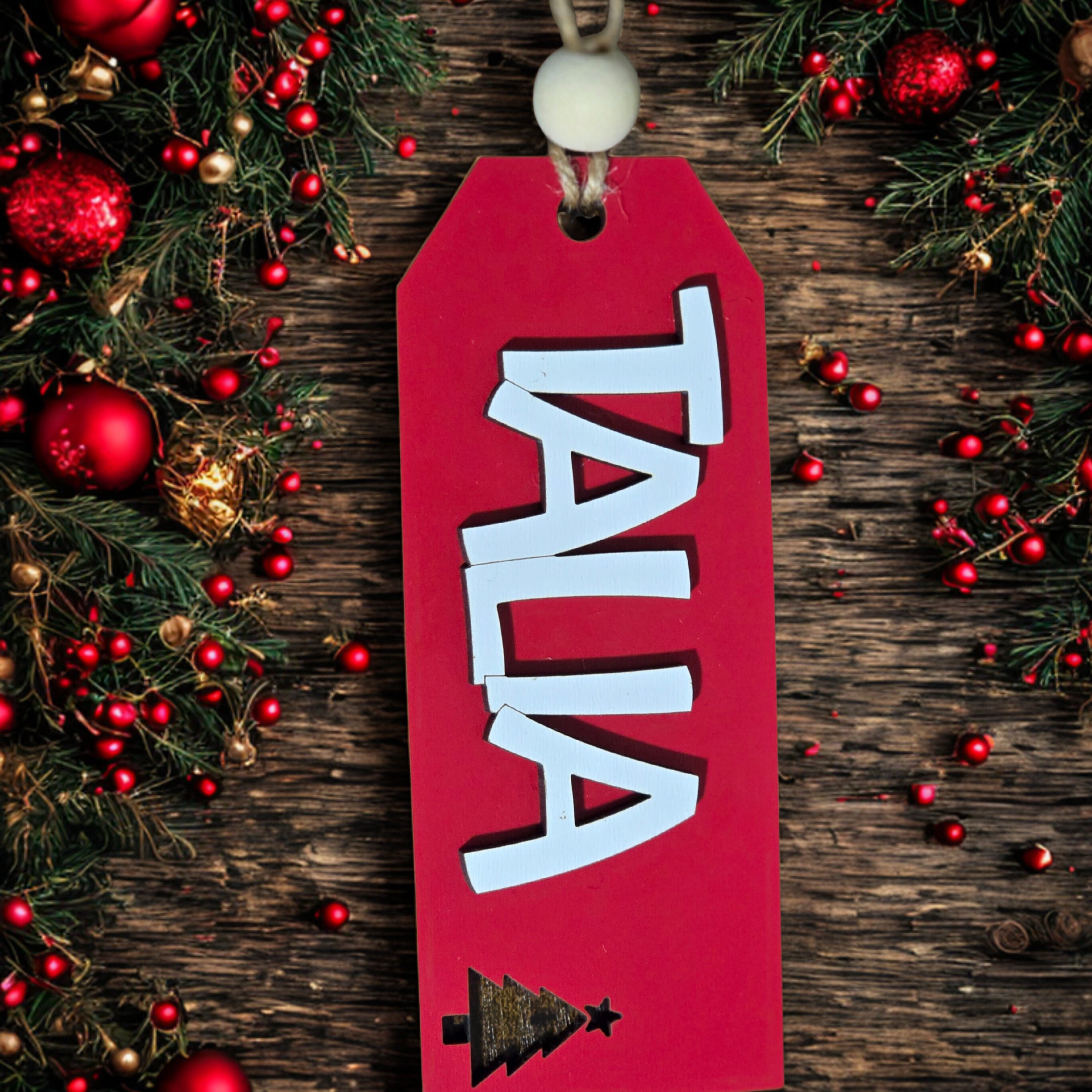 Personalized Christmas Stocking Tag Name Ornament