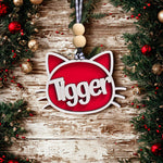 Personalized Pet Christmas Ornament for Cats or Dogs layered ornament detail