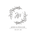Botanical wreath monogram option for personalized wedding wine glasses