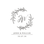 Botanical wreath monogram design for personalized wedding glass ornament