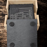 Substation Electrician Gift Engraved Slate Coaster Set with Wood Holder engraved glass detail