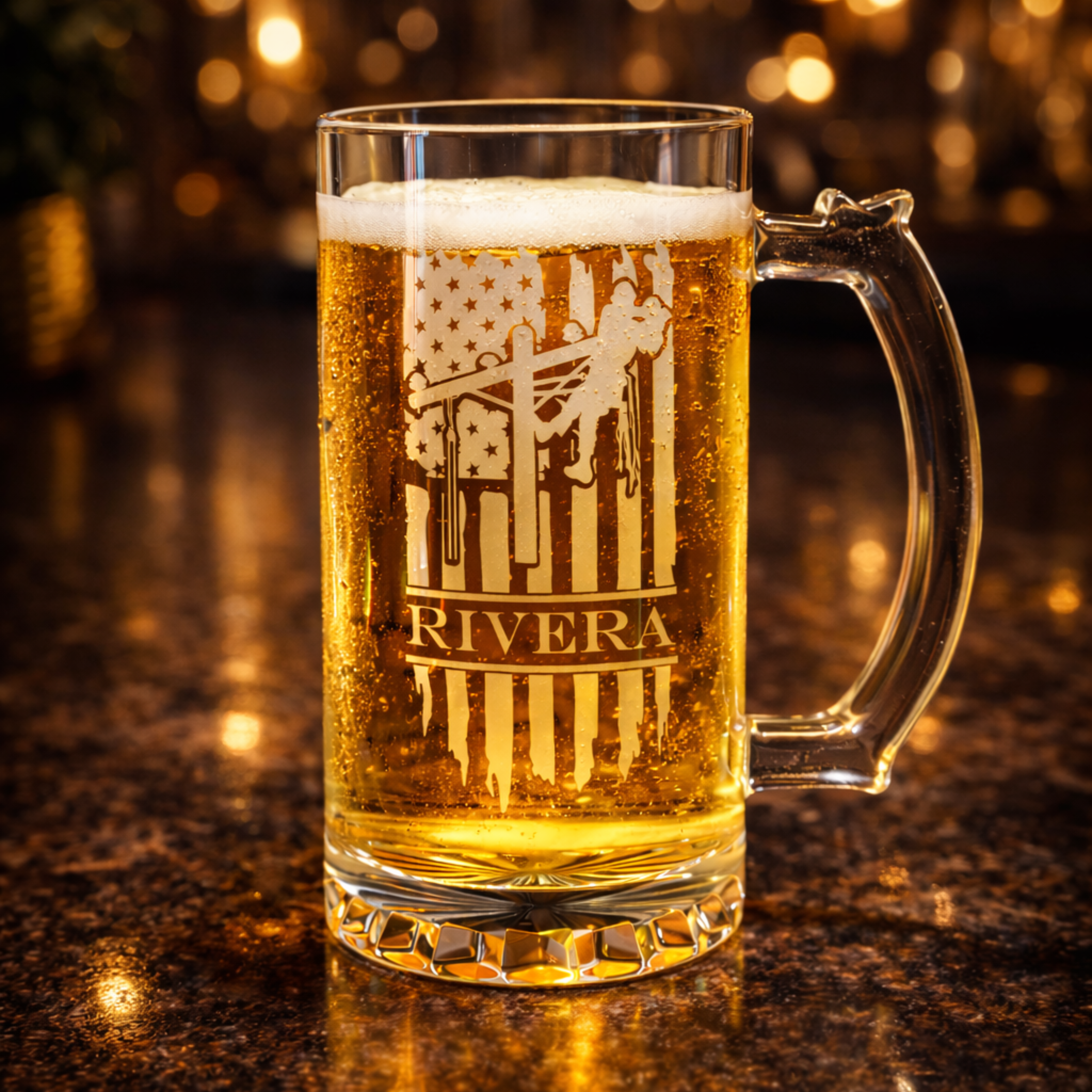 Personalized Lineman Beer Mug Gift Set with Bottle Opener & Gift Box gift-ready set view