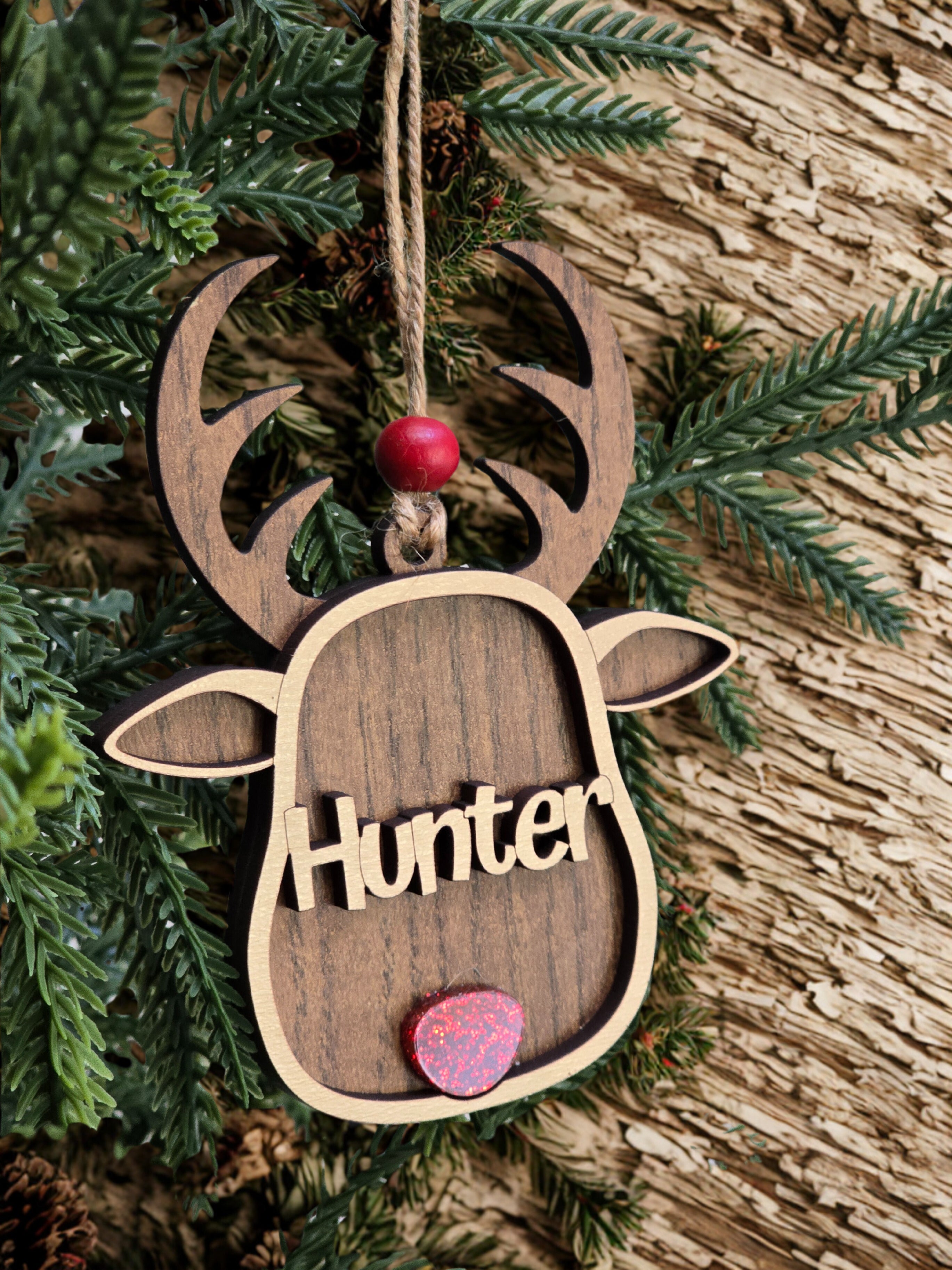 Personalized Reindeer Christmas Ornament holiday ornament product view