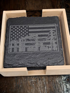 Substation Electrician Gift Engraved Slate Coaster Set with Wood Holder