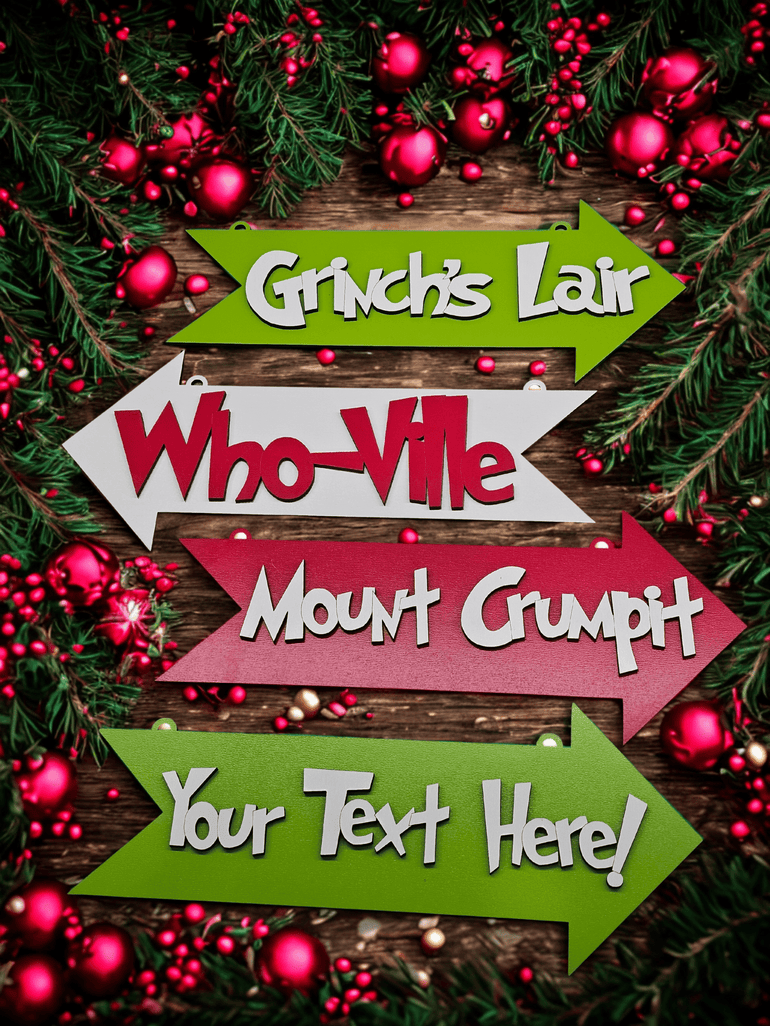 Personalized Christmas sign with Who-Ville holiday design