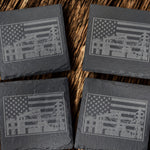 Substation Electrician Gift Engraved Slate Coaster Set with Wood Holder gift-ready set view