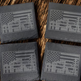 Substation Electrician Gift Engraved Slate Coaster Set with Wood Holder gift-ready set view