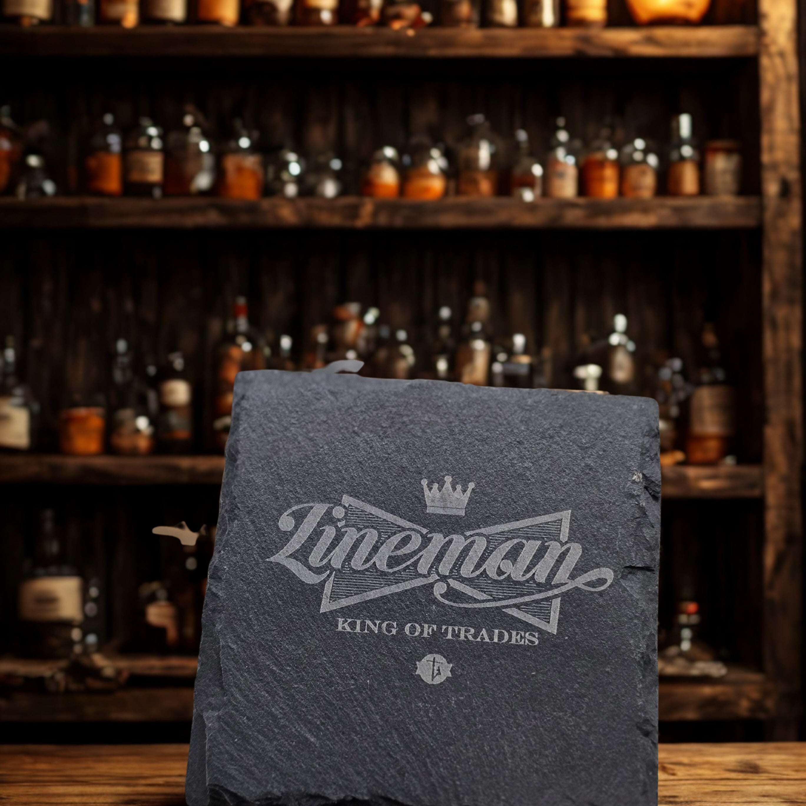 Lineman Slate Coaster Set Engraved Gift