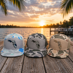 Three Florida UV printed patch Richardson 168P flat bill trucker hats in camo color options
