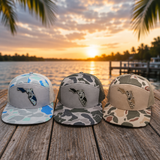 Three Florida UV printed patch Richardson 168P flat bill trucker hats in camo color options