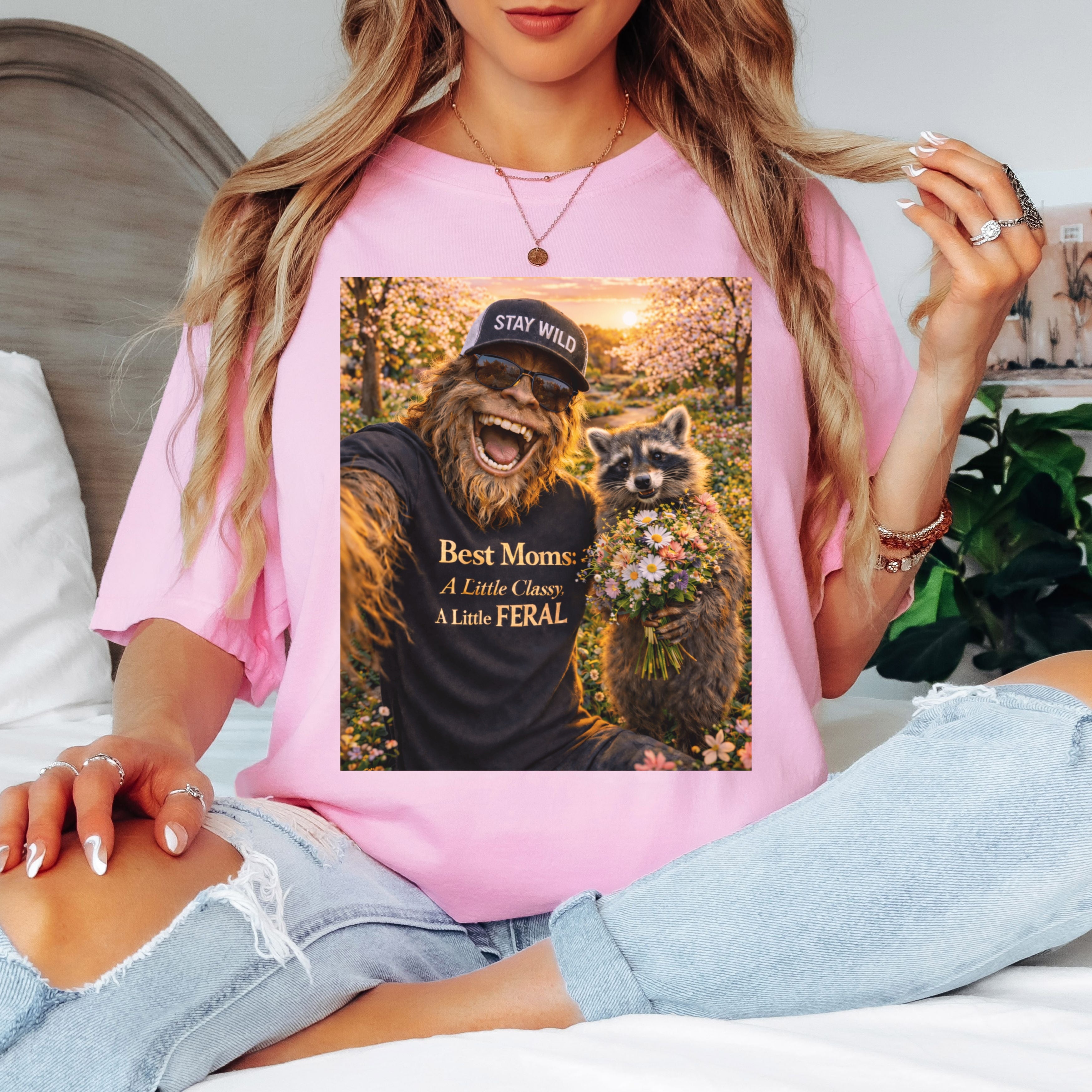 Funny Mom Sasquatch Shirt – Best Moms A Little Classy A Little Feral Tee in Bay shirt color
