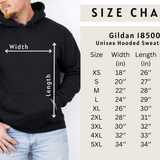 Gildan 18500 unisex hoodie size chart for Reddy Kilowatt hoodie
