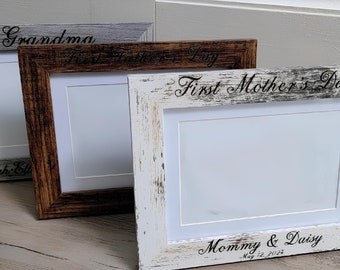 Mothers Day Custom Wood Picture Frame - Personalized, First Mothers Day Photo Holder, Perfect Gift for New Moms