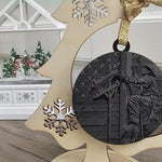 Personalized Lineman Christmas Ornament – Engraved Black Acrylic Gift layered ornament detail