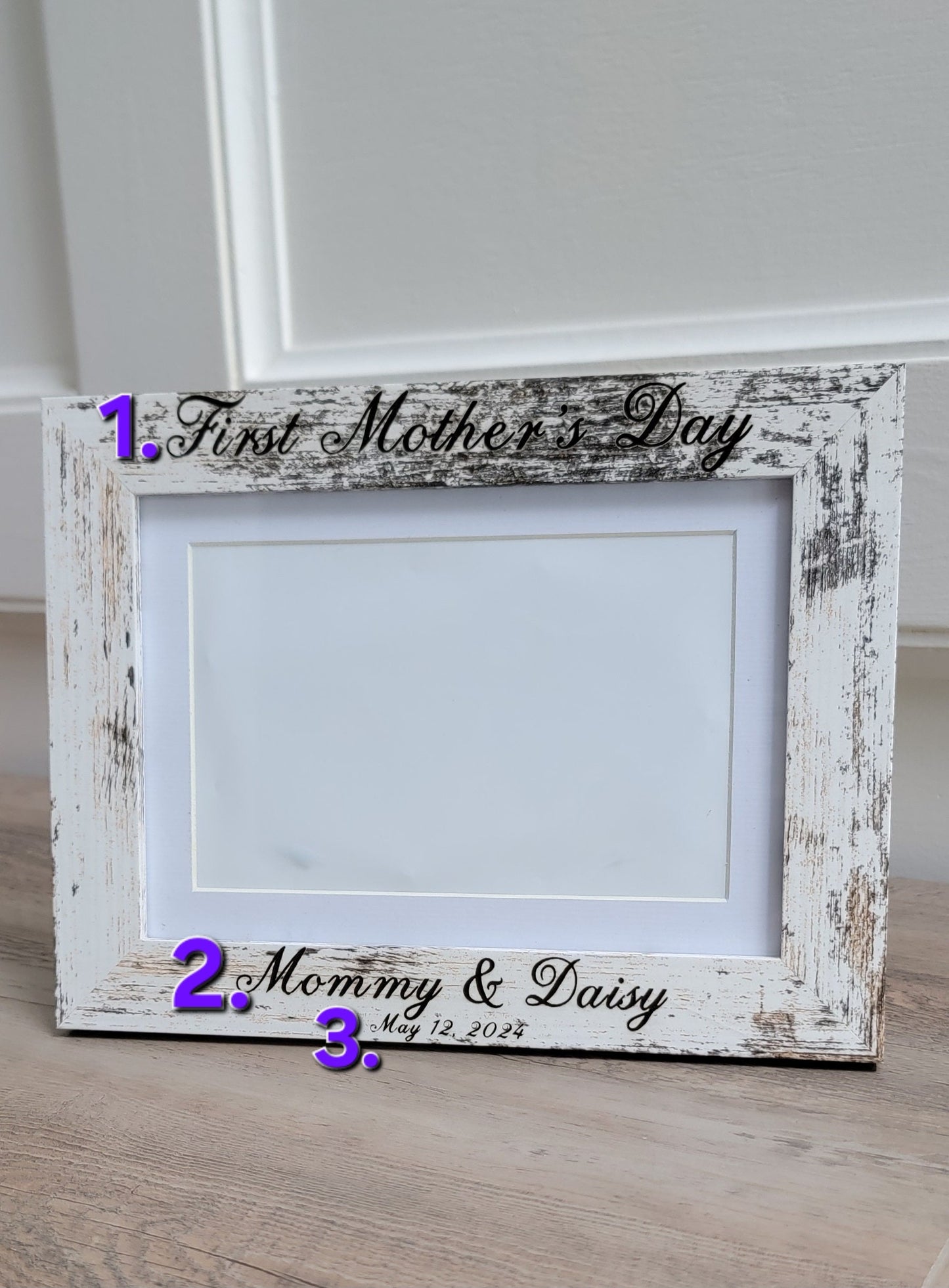 Mothers Day Custom Wood Picture Frame - Personalized, First Mothers Day Photo Holder, Perfect Gift for New Moms