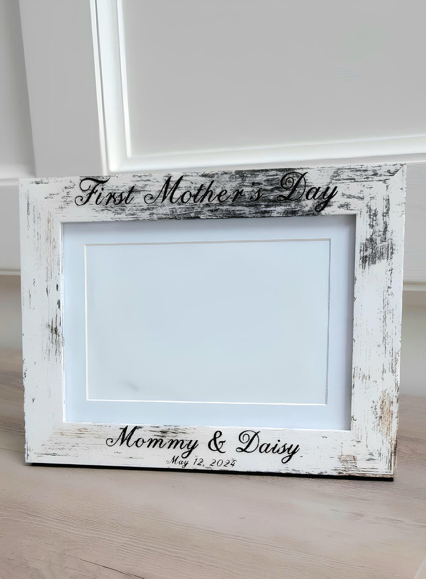 Mothers Day Custom Wood Picture Frame - Personalized, First Mothers Day Photo Holder, Perfect Gift for New Moms