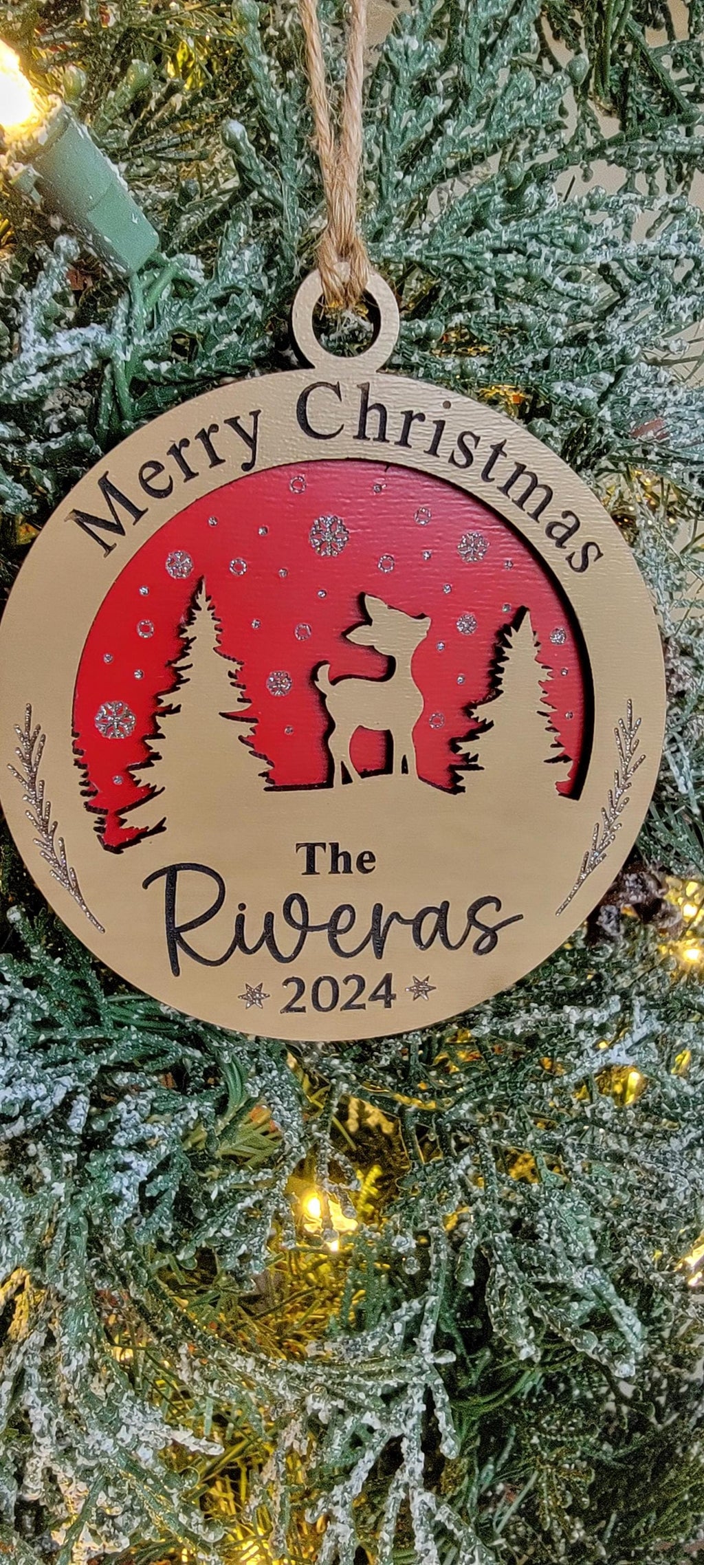 Laser Engraved Wood Christmas Ornament | Baby's First Christmas | 4"Diameter | Personalized Keepsake for New Parents