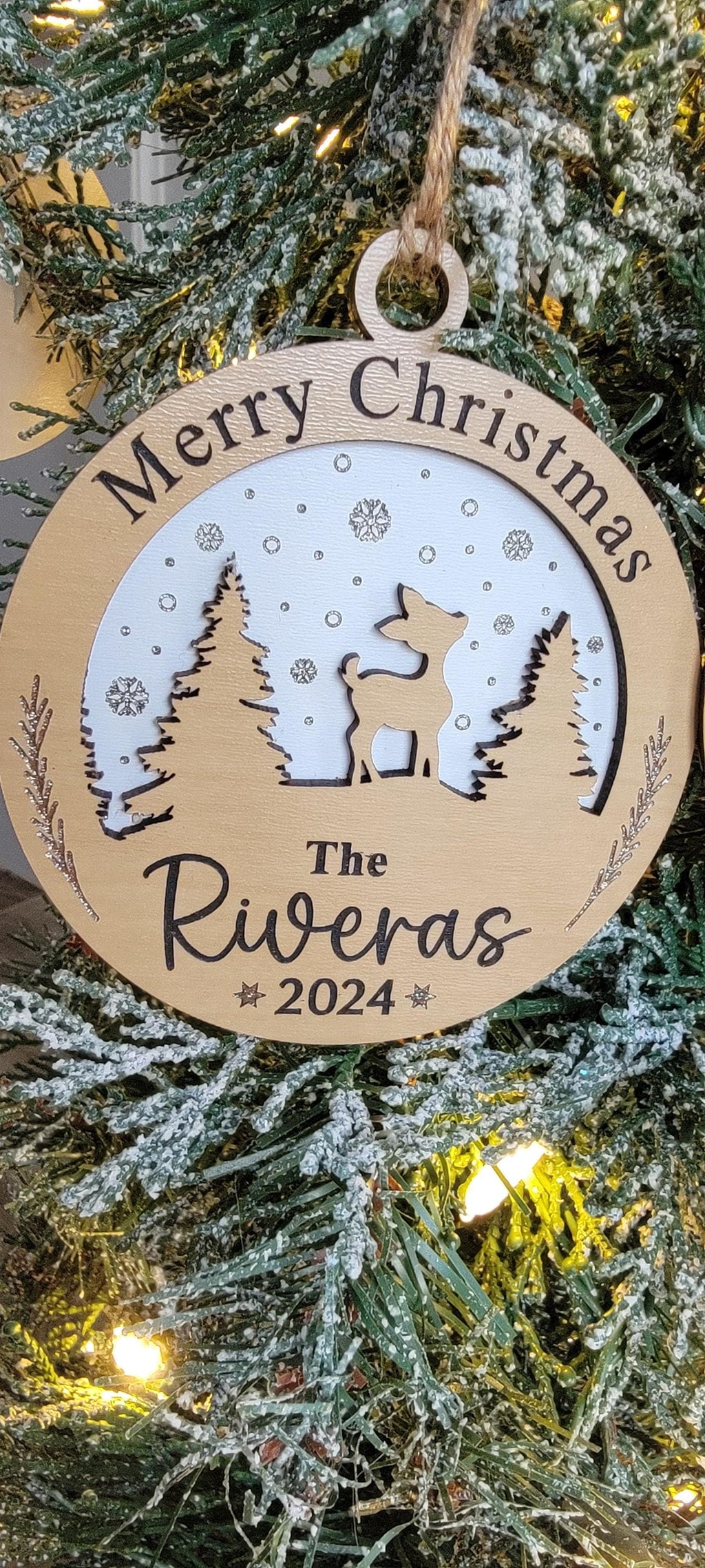Laser Engraved Wood Christmas Ornament | Baby's First Christmas | 4"Diameter | Personalized Keepsake for New Parents