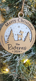 Laser Engraved Wood Christmas Ornament | Baby's First Christmas | 4"Diameter | Personalized Keepsake for New Parents