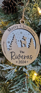 Laser Engraved Wood Christmas Ornament | Baby's First Christmas | 4"Diameter | Personalized Keepsake for New Parents