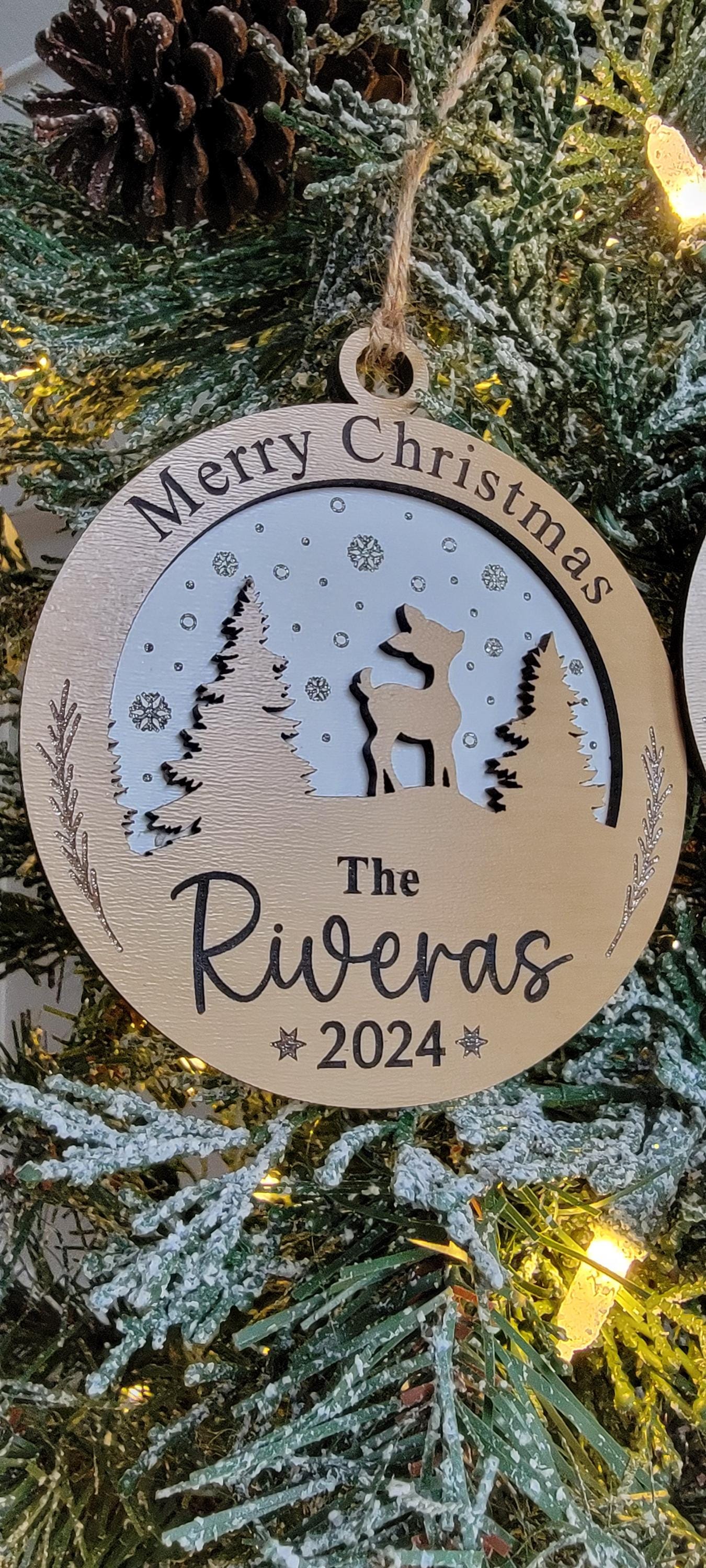 Laser Engraved Wood Christmas Ornament | Baby's First Christmas | 4"Diameter | Personalized Keepsake for New Parents