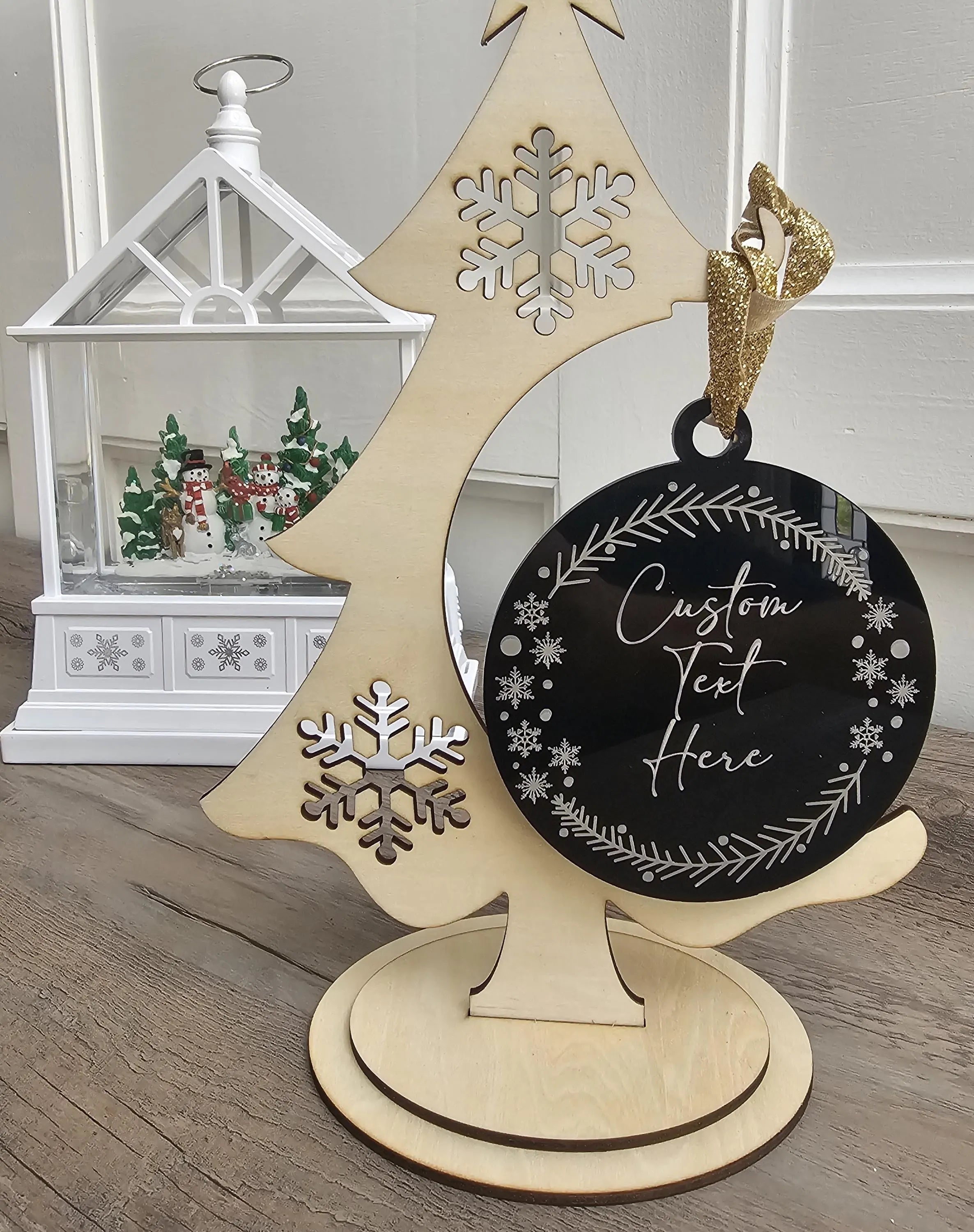 Personalized Lineman Christmas Ornament – Engraved Black Acrylic Gift holiday ornament product view