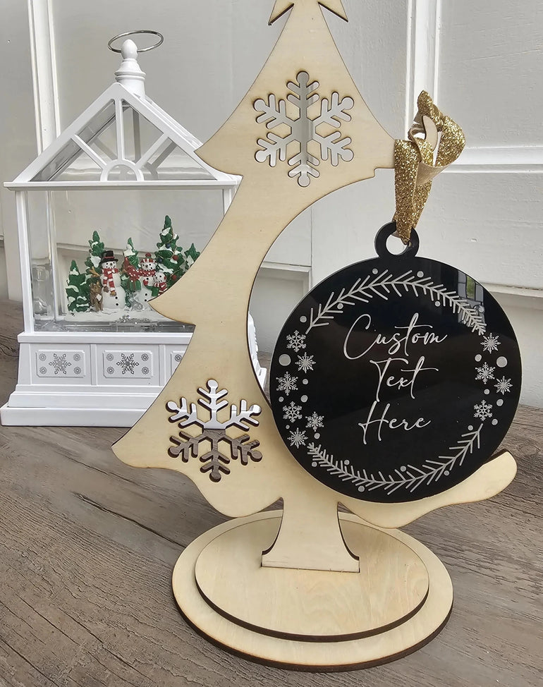 Black acrylic lineman ornament for Christmas tree display