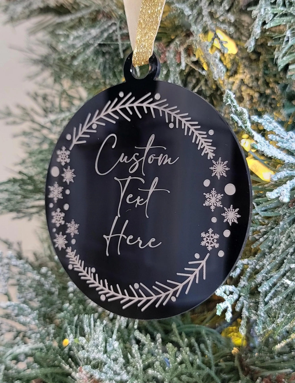 Personalized Lineman Christmas Ornament – Engraved Black Acrylic Gift holiday ornament product view