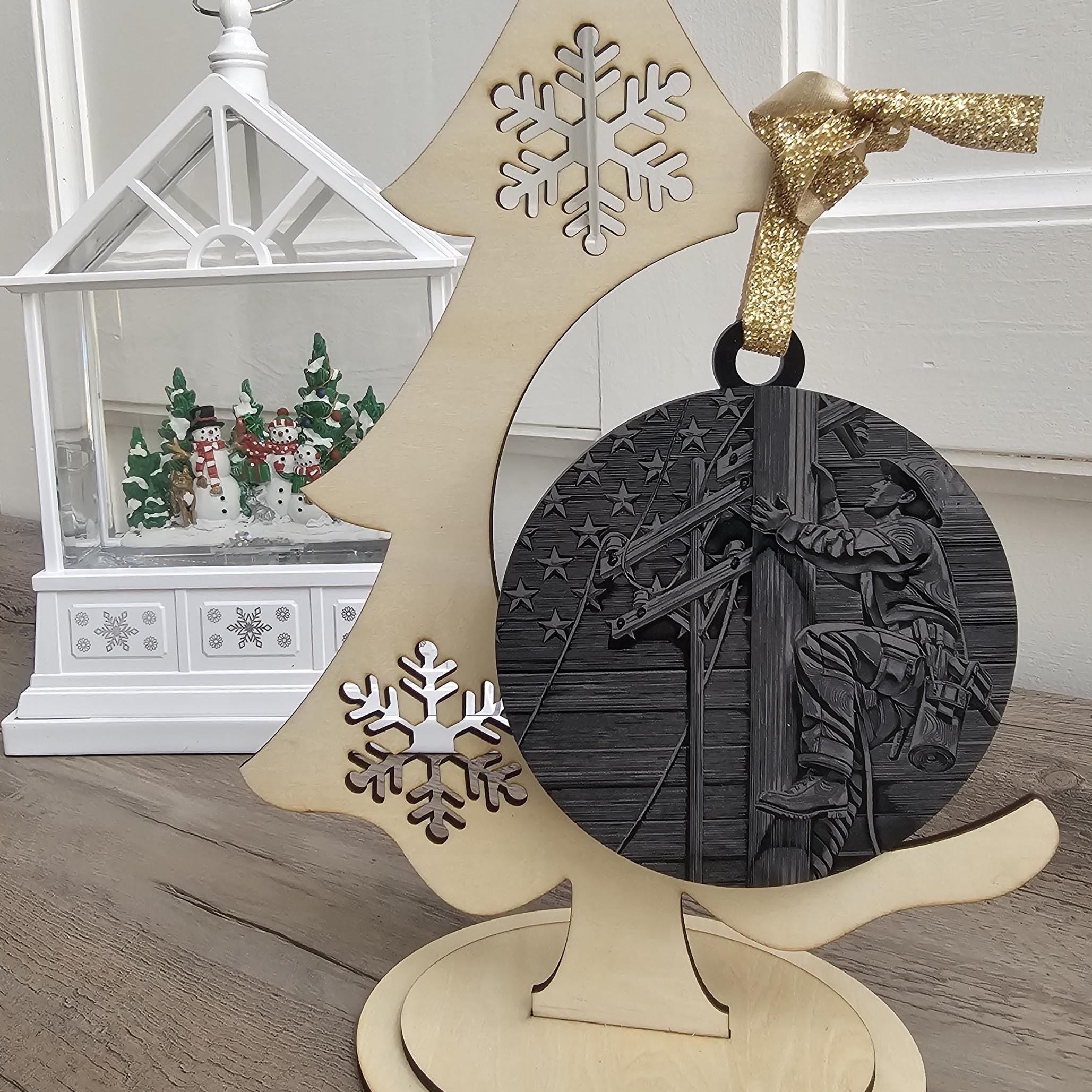 Personalized Lineman Christmas Ornament Engraved Gift