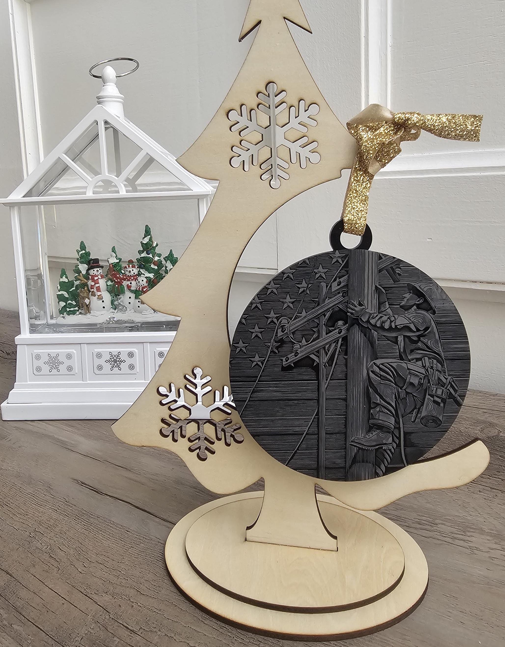 Personalized Lineman Christmas Ornament Engraved Gift