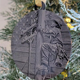 Personalized Lineman Christmas Ornament – Engraved Black Acrylic Gift holiday ornament product view
