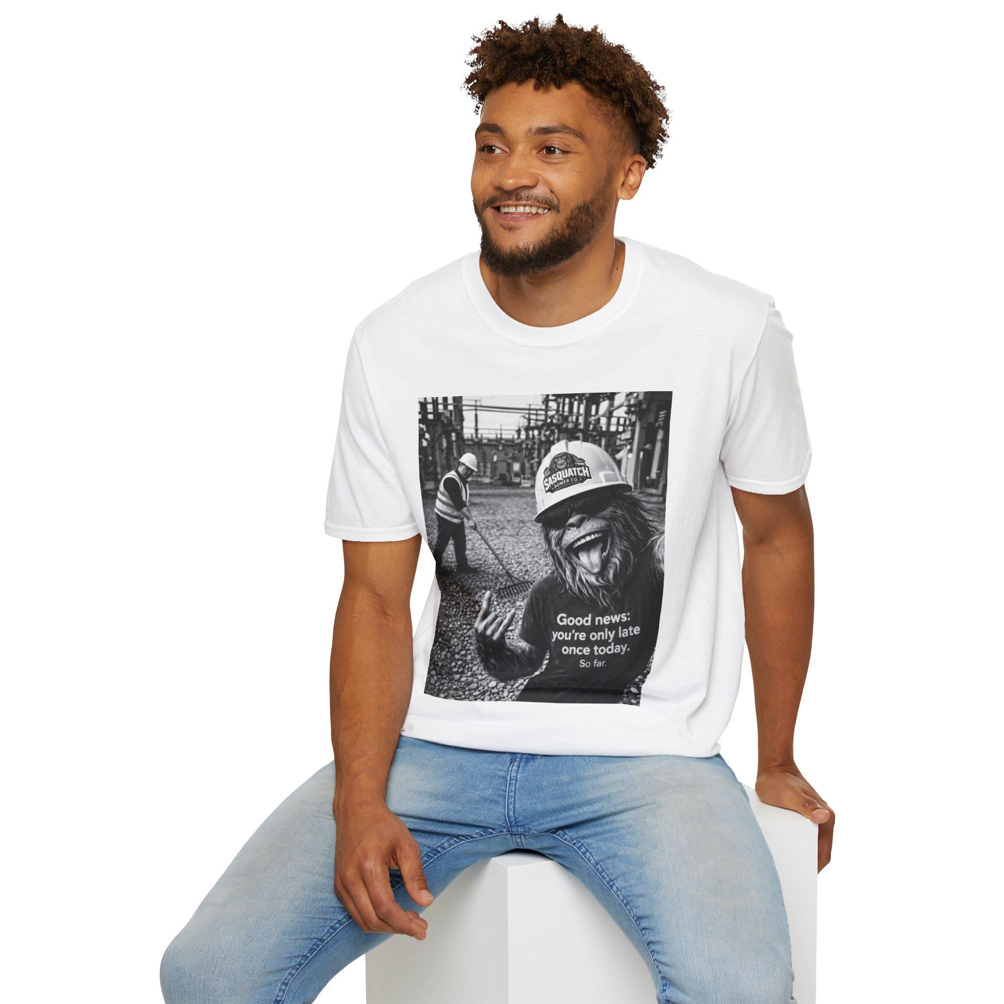 Sasquatch Selfie Substation Shirt Gildan 64000 Soft Electrician Utility Humor Workwear Electric Crew Gift