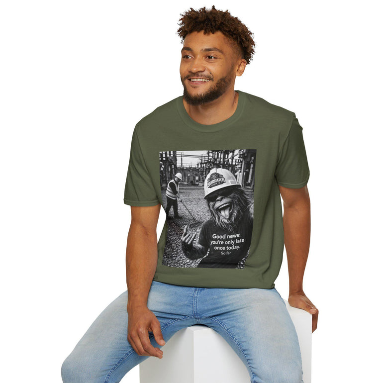 Sasquatch Selfie Substation Shirt Gildan 64000 Soft Electrician Utility Humor Workwear Electric Crew Gift