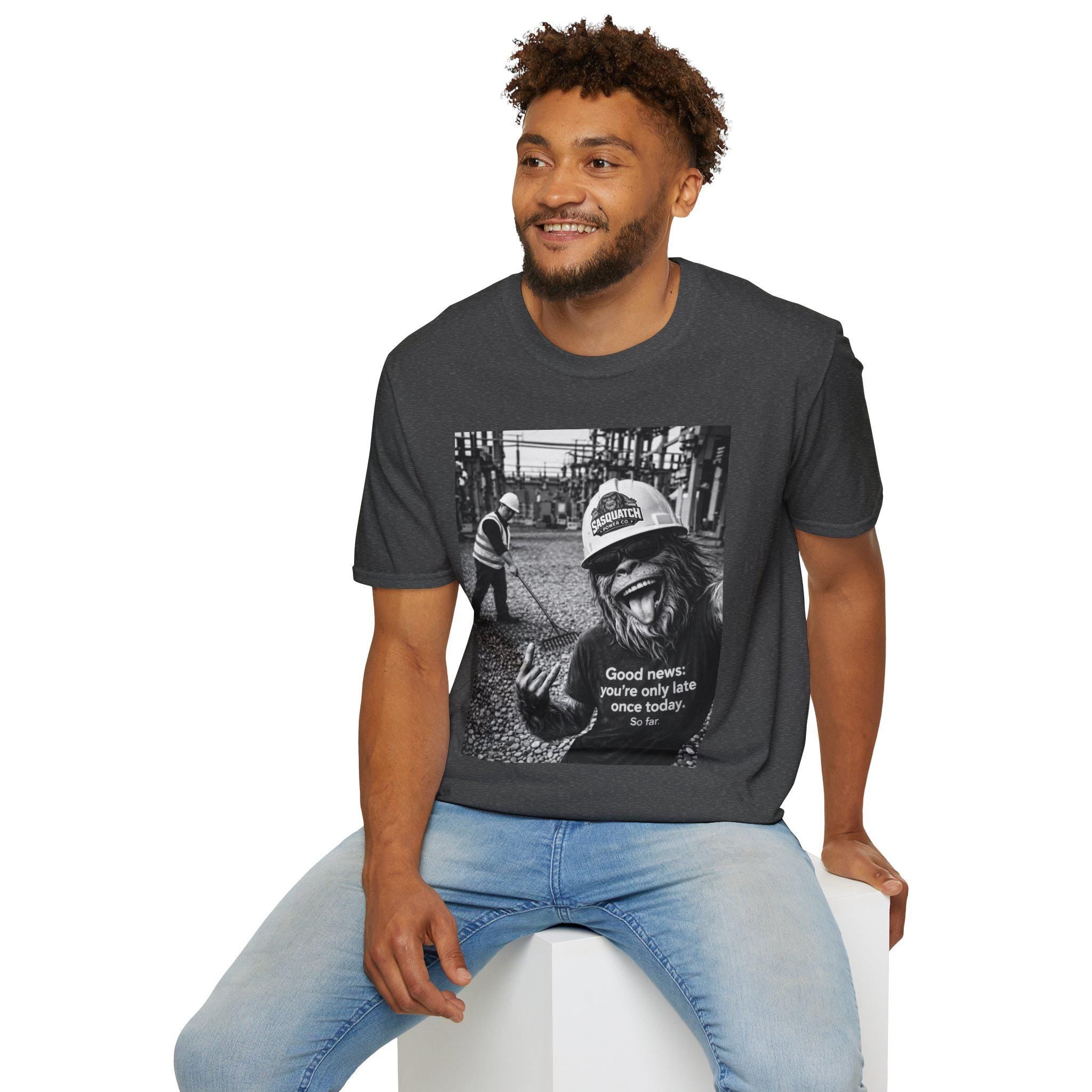 Sasquatch Selfie Substation Shirt Gildan 64000 Soft Electrician Utility Humor Workwear Electric Crew Gift