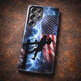 Lineman American Flag Phone Case: Dual-Layer Tough Cover for iPhone/Samsung (Glossy/Matte)