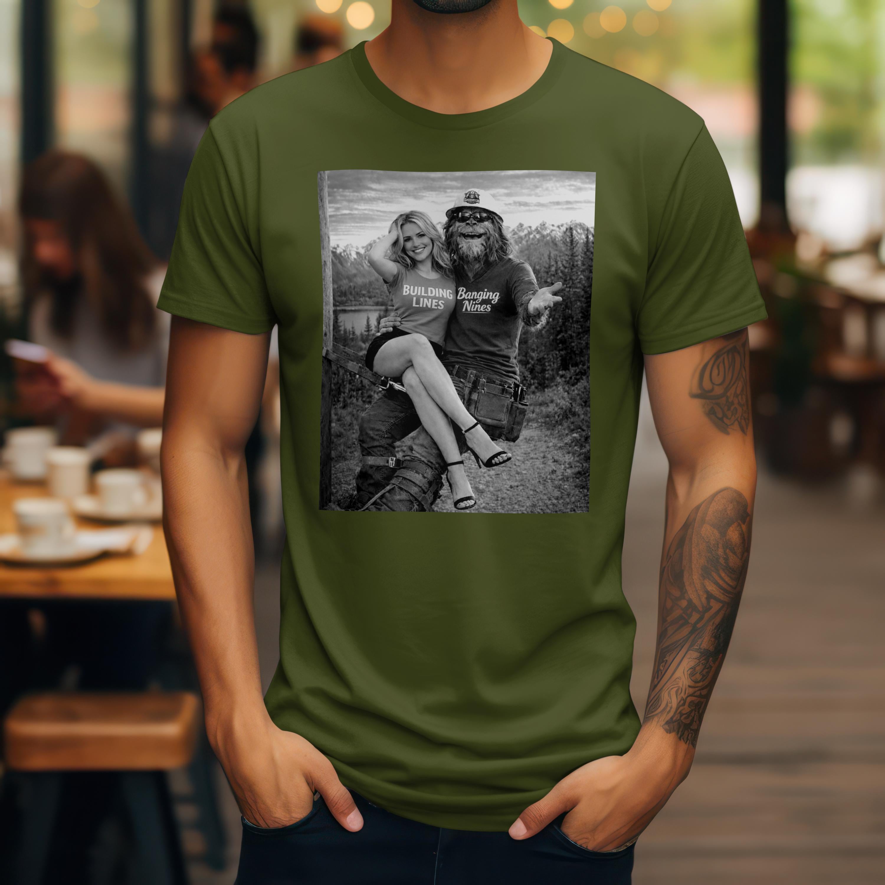 Funny Sasquatch Lineman T-Shirt, Power Line Worker Gift