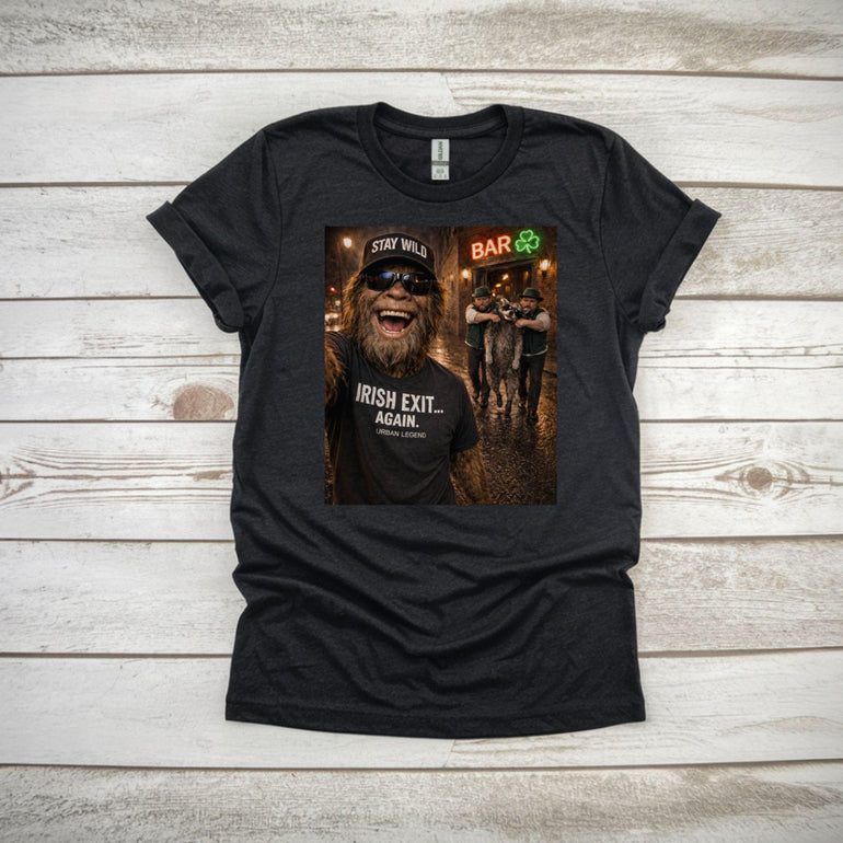 Raccoon Irish Exit Tee, Sasquatch Urban Legend St Pattys Shirt
