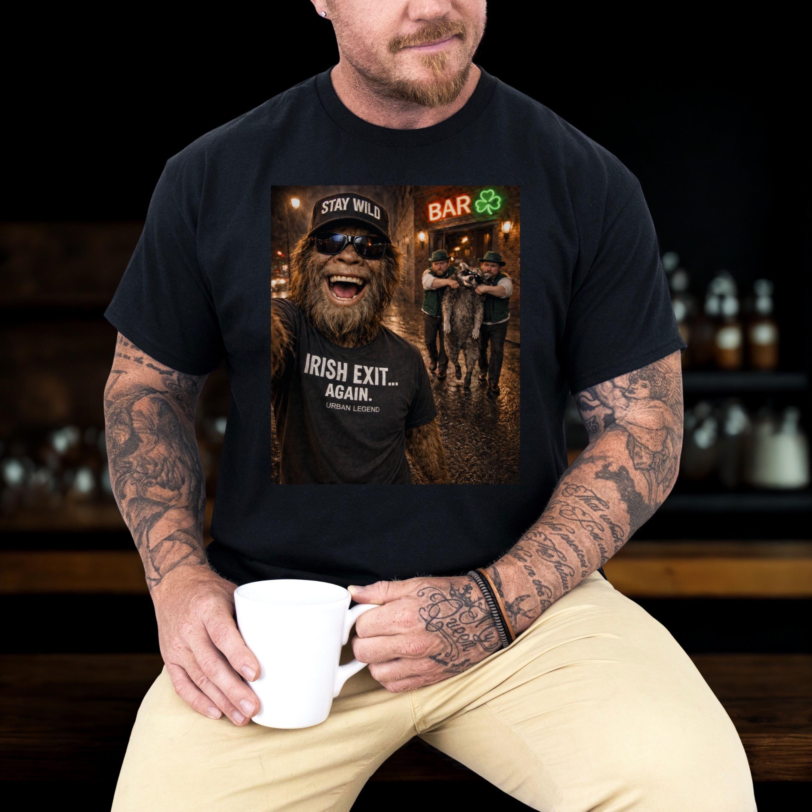 Raccoon Irish Exit Tee, Sasquatch Urban Legend St Pattys Shirt