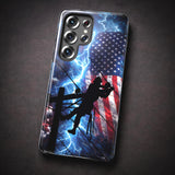 Lineman American Flag Phone Case: Dual-Layer Tough Cover for iPhone/Samsung (Glossy/Matte)
