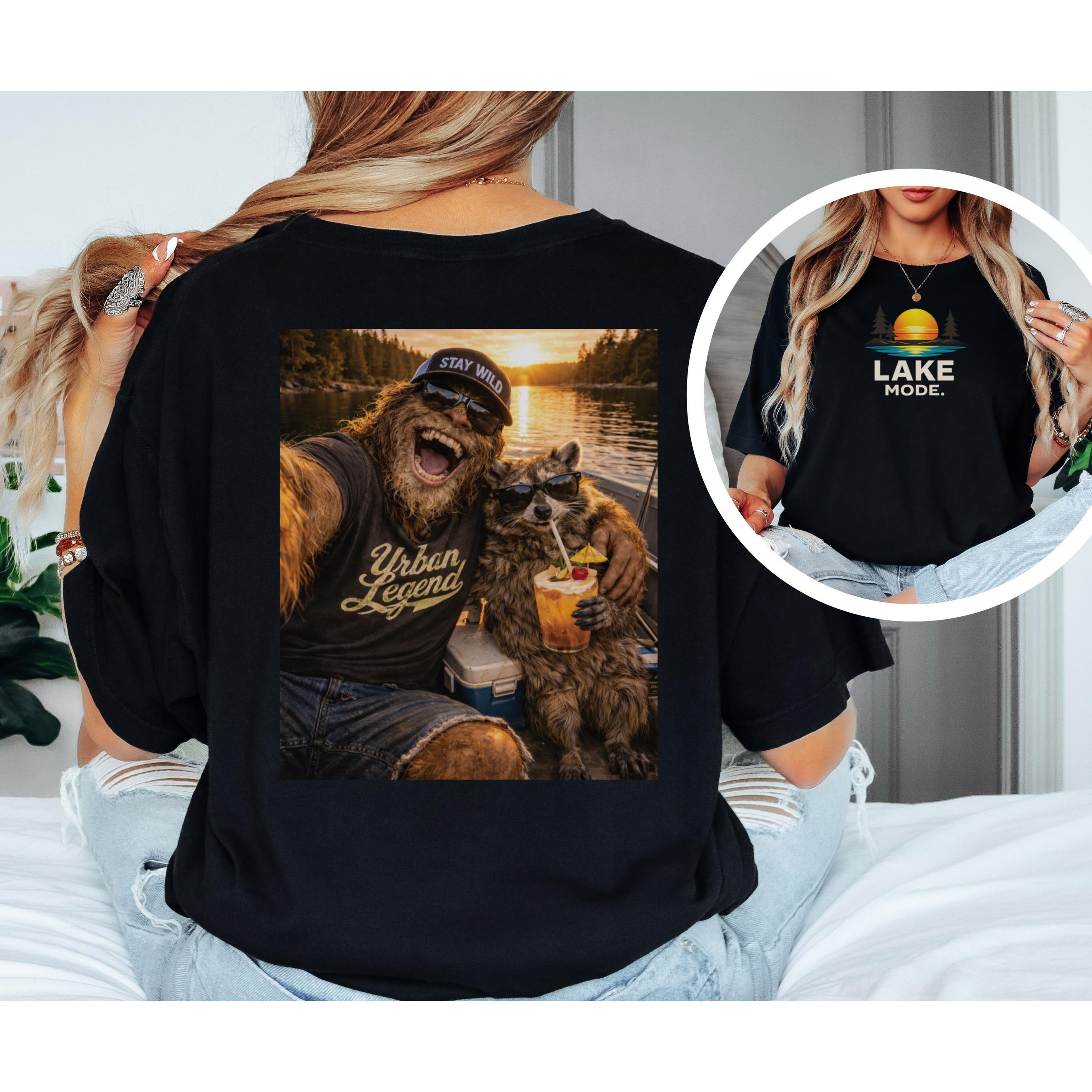 Bigfoot Raccoon Lake Shirt, Comfort Colors Tee, Boat Day Graphic