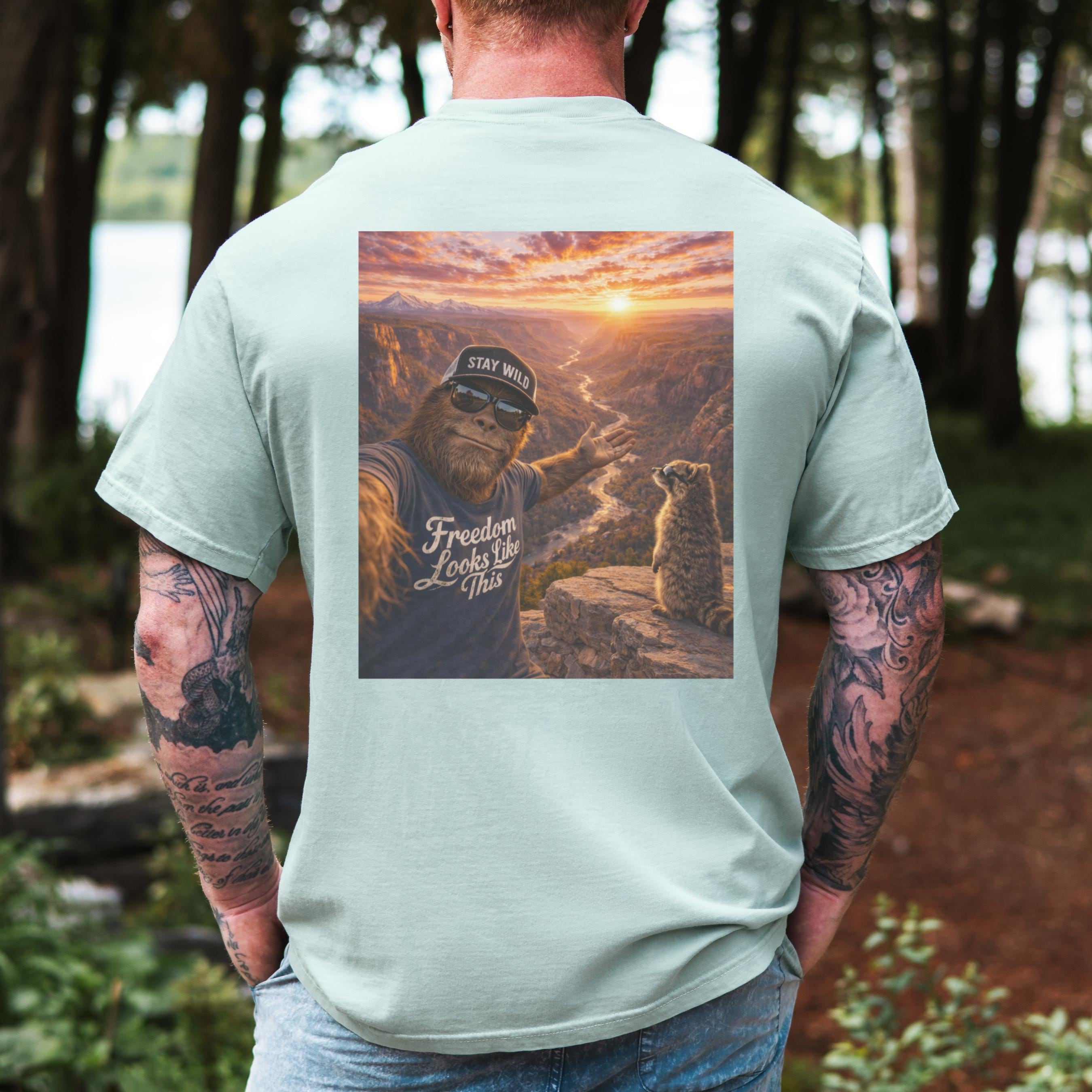 4th of July Raccoon Shirt, Patriotic Bigfoot Tee, Funny Animal Summer Shirt, Cotton Comfort Colors Graphic Tee