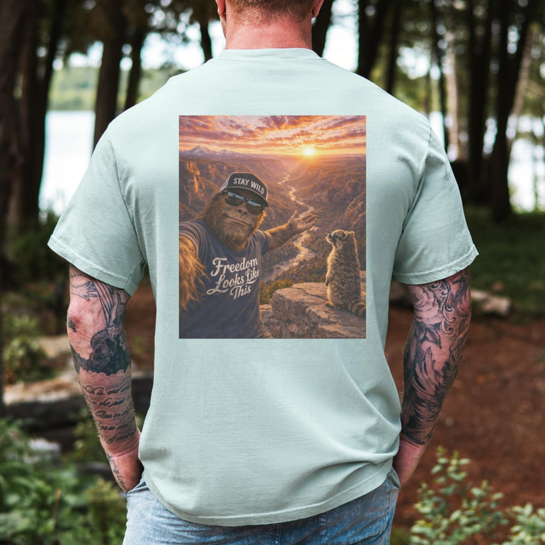 4th of July Raccoon Shirt, Patriotic Bigfoot Tee, Funny Animal Summer Shirt, Cotton Comfort Colors Graphic Tee