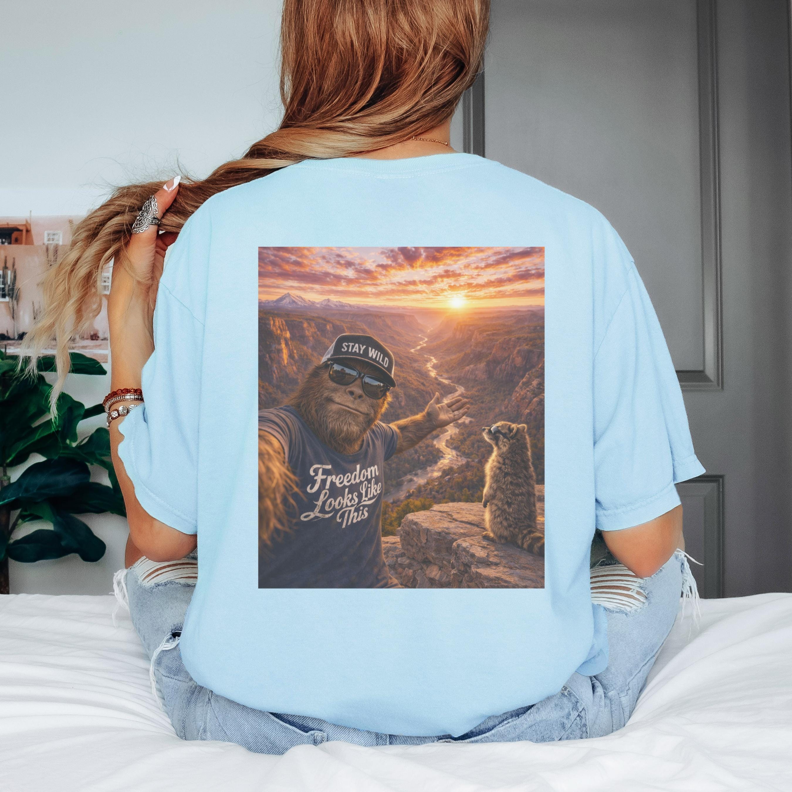 4th of July Raccoon Shirt, Patriotic Bigfoot Tee, Funny Animal Summer Shirt, Cotton Comfort Colors Graphic Tee