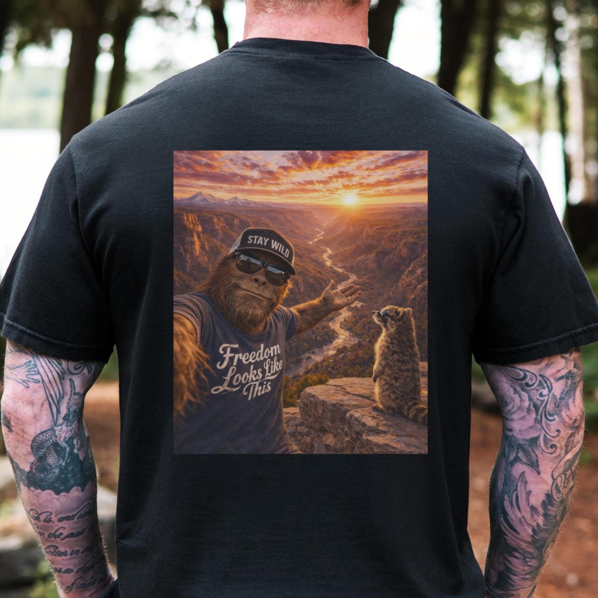 4th of July Raccoon Shirt, Patriotic Bigfoot Tee, Funny Animal Summer Shirt, Cotton Comfort Colors Graphic Tee