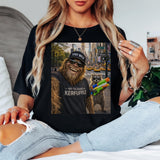 Off To Cause A Kerfuffle Comfort Colors Shirt, Funny Raccoon Bigfoot Graphic Tee, Sasquatch Cryptid Shirt