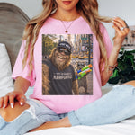 Off To Cause A Kerfuffle Comfort Colors Shirt, Funny Raccoon Bigfoot Graphic Tee, Sasquatch Cryptid Shirt